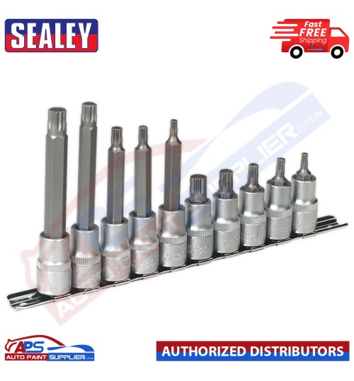 Sealey AK6215 10pc 1/2"Sq Drive Spline Socket Bit Set
